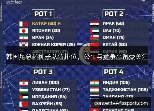 韩国足总杯种子队伍排位，公平与竞争平衡受关注